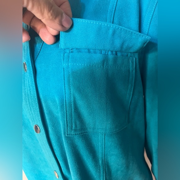 NWOT JM Collection Torquoise Jacket w/ 2 Breast Pockets and Snap Closure !! - Picture 4 of 16